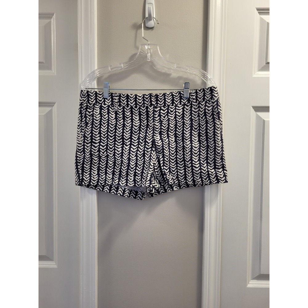 KENAR Womens Navy/White Print Flat Front Shorts Size 10